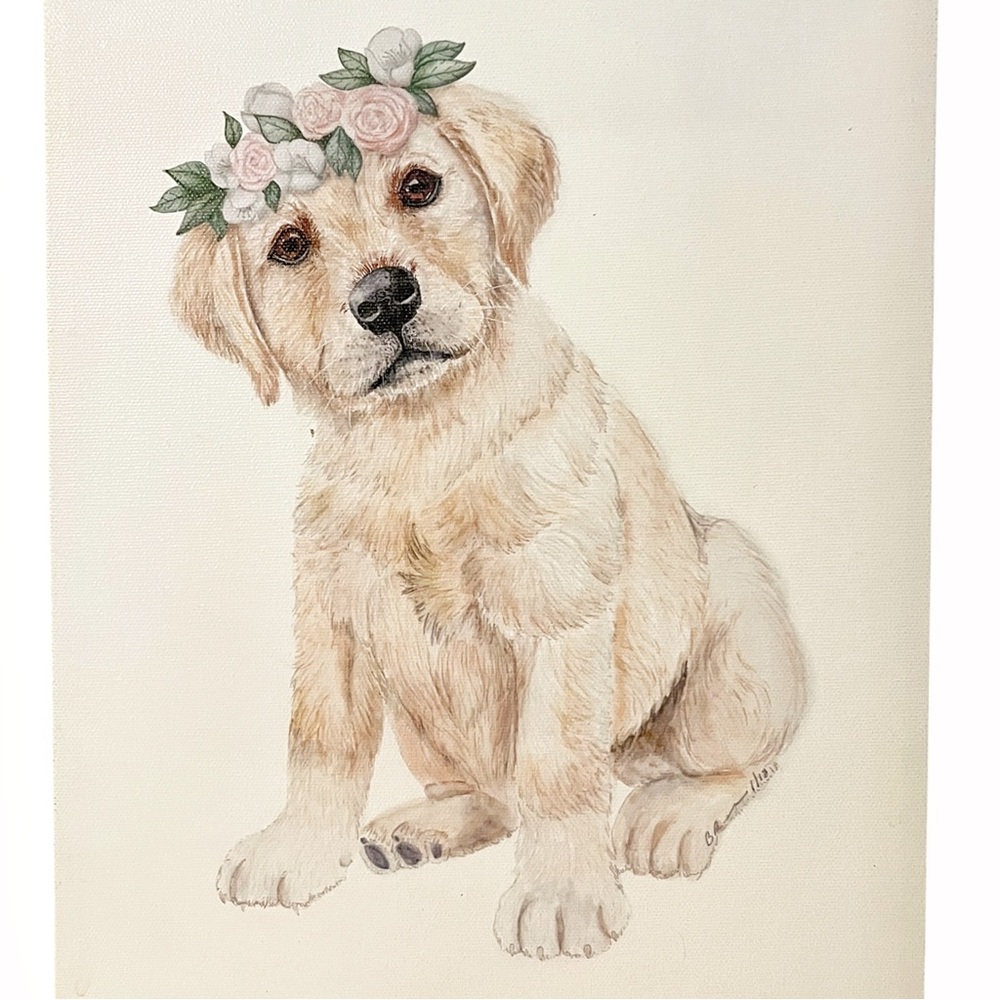 Nursery Dog Canvas Print - 10x14 - Yellow Lab Puppy